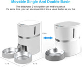Smart  Automatic Pet Feeder Two-Way Splitter and Two Bowls | WHITE