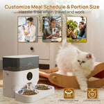 Smart Wi-Fi Automatic Pet Feeder Two-Way Splitter and Two Bowls | WHITE