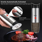 Rechargeable Smart Salt & Pepper Gravity Grinders | Silver