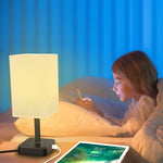 Bluetooth/WiFi Bedside Color Changing Table Lamp w/3 USB Charging Ports and 2  Power Outlets